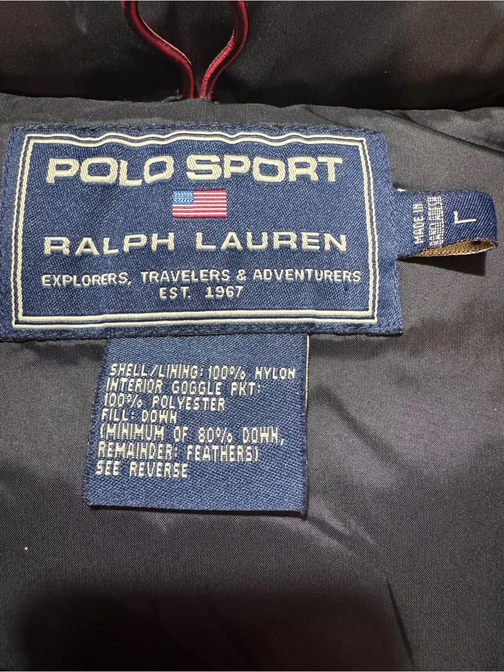 Vintage 90s Ralph Lauren Polo Sport Down Puffer Vest Red Men's L